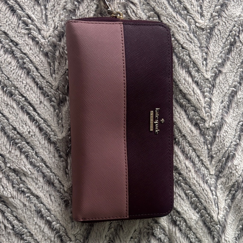 kate spade Two-Tone Rose and Plum Zip Around Wallet